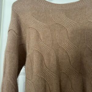 Vineyard Vines Cable Knit Cashmere Sweater in Tan